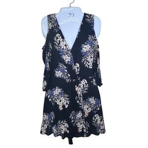 Altered State Cold Shoulder Floral Print Wrap Front Romper Women’s Sz S